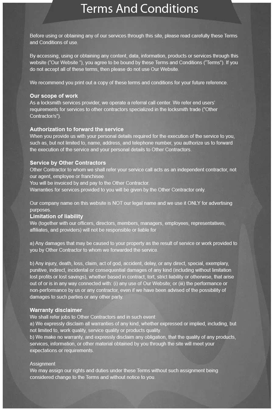 Los Angeles Neighborhood Locksmith, Los Angeles, CA 310-359-6643 - terms-and-condition-n-16